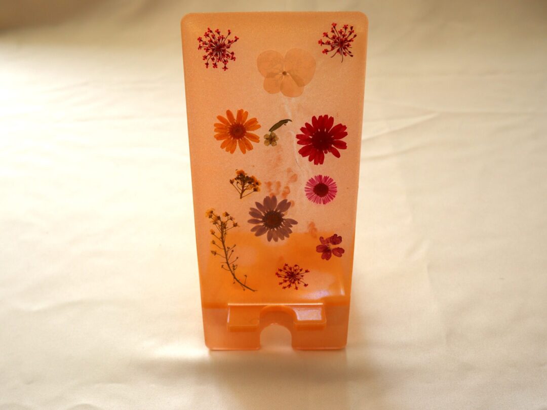 Amber Bloom Epoxy Resin Decor Accent - Handmade Desk and Home Office Decor