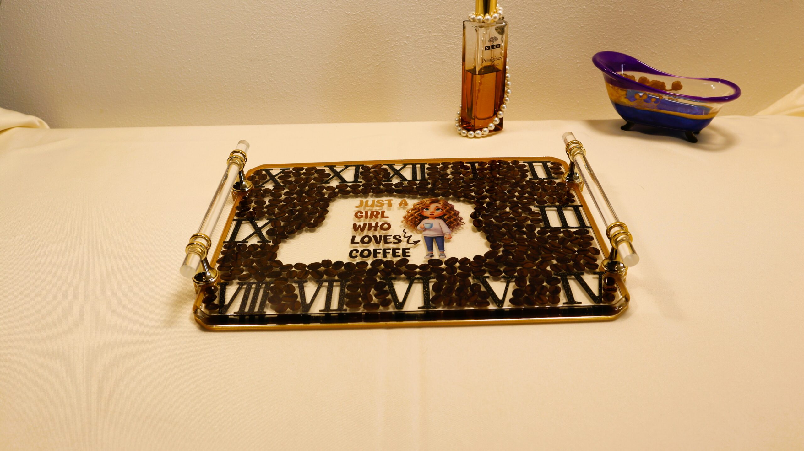 Coffee Lover Epoxy Resin Tray - Handmade Decorative Serving Tray Gift - Image 5