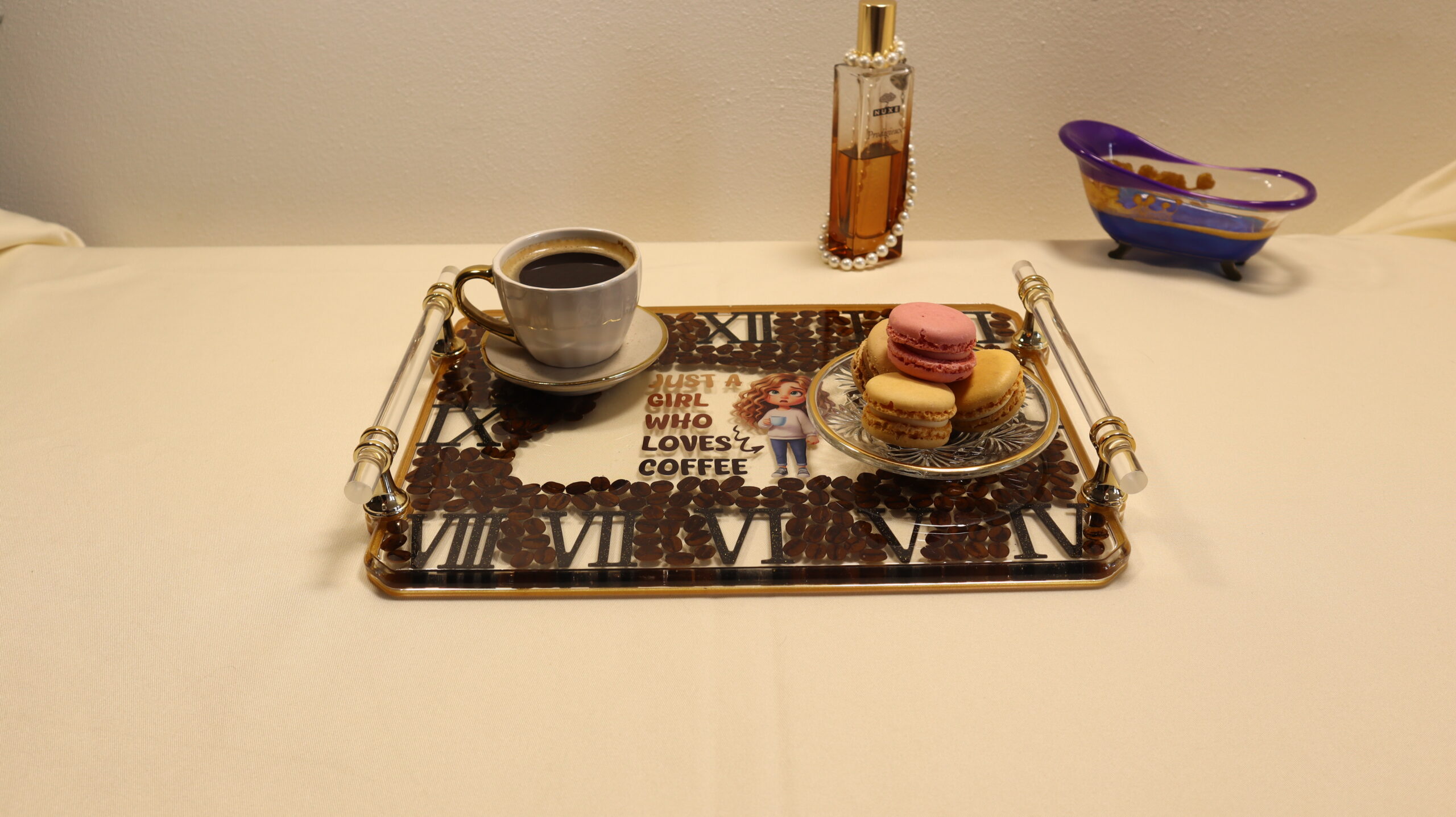 Coffee Lover Epoxy Resin Tray - Handmade Decorative Serving Tray Gift - Image 3
