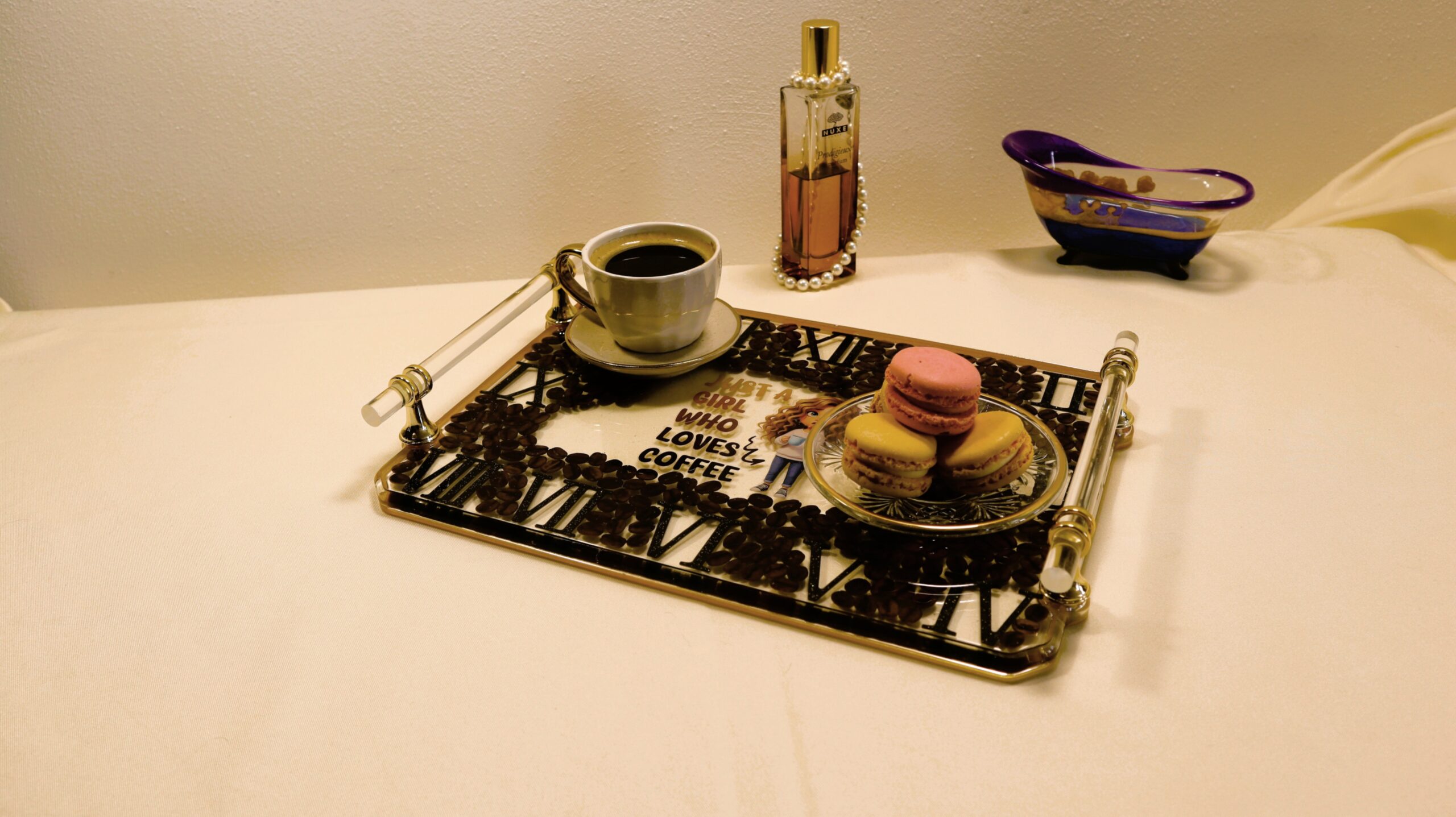 Coffee Lover Epoxy Resin Tray - Handmade Decorative Serving Tray Gift - Image 4