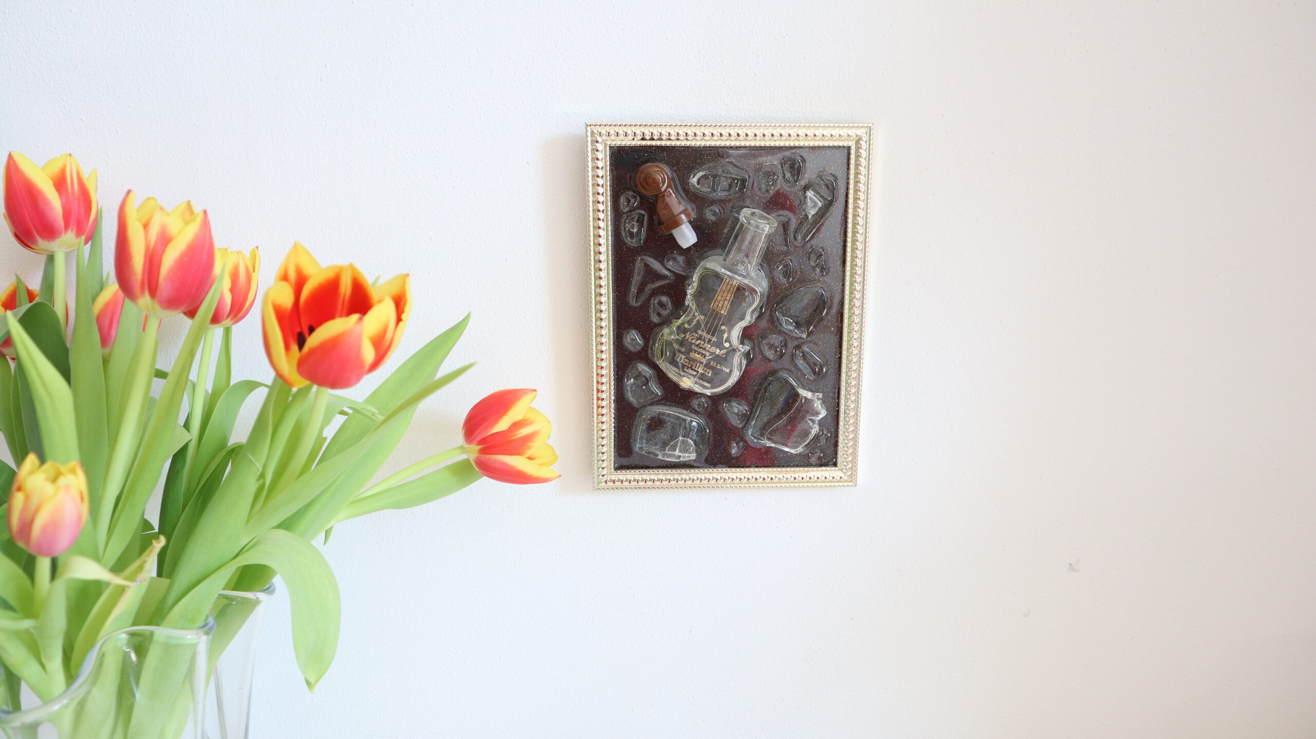 Bottle-Inspired Epoxy Resin Wall Art – Handmade Abstract Statement Decor