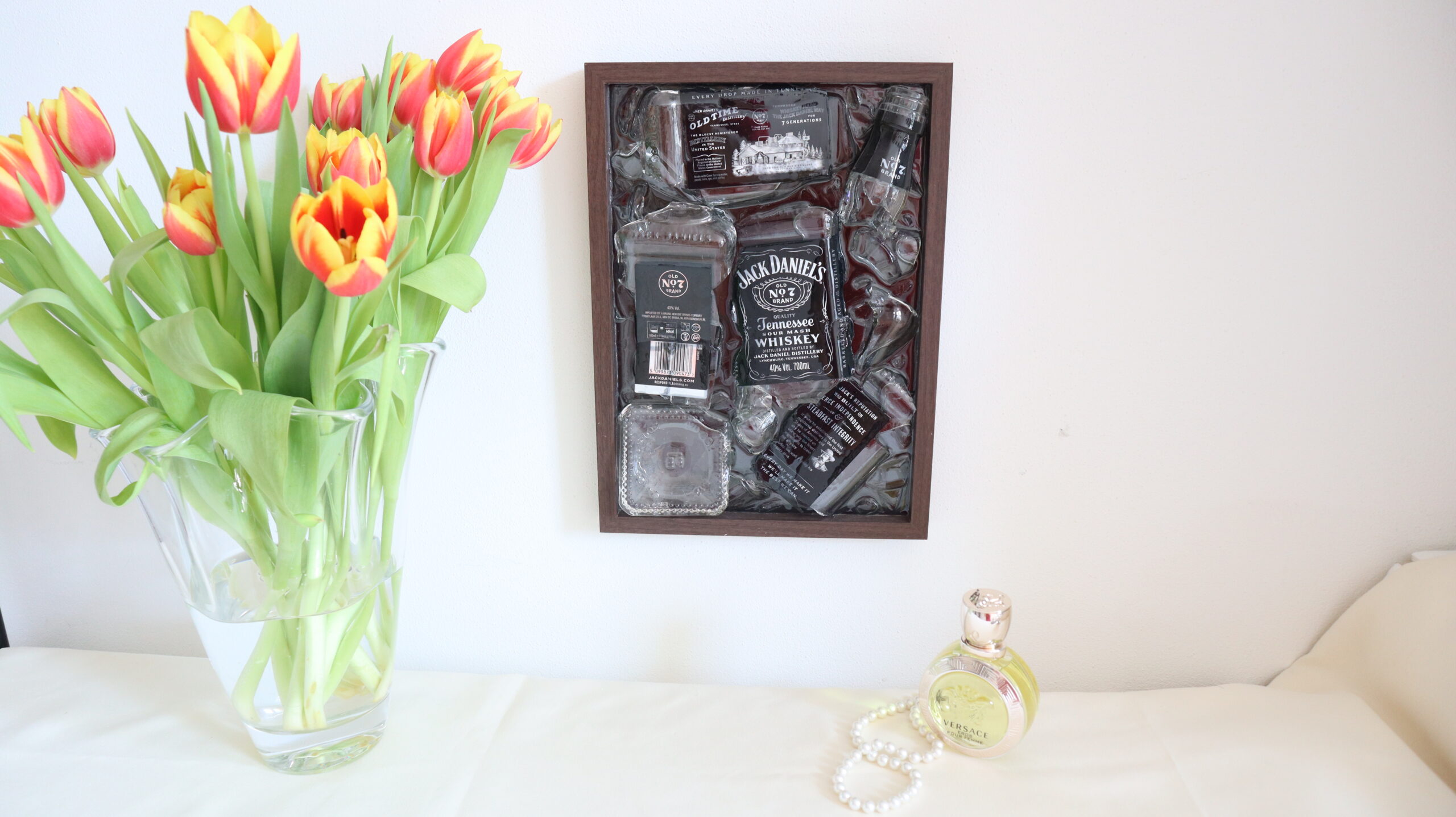 Whiskey Bottle Epoxy Resin Wall Art – Handmade Abstract Home Bar Decor