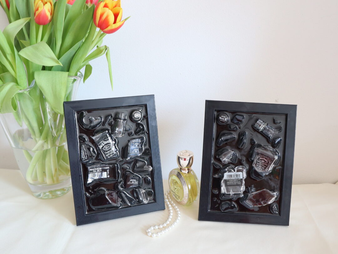 Black and Ruby Epoxy Resin Wall Art - Handmade Abstract Statement Decor