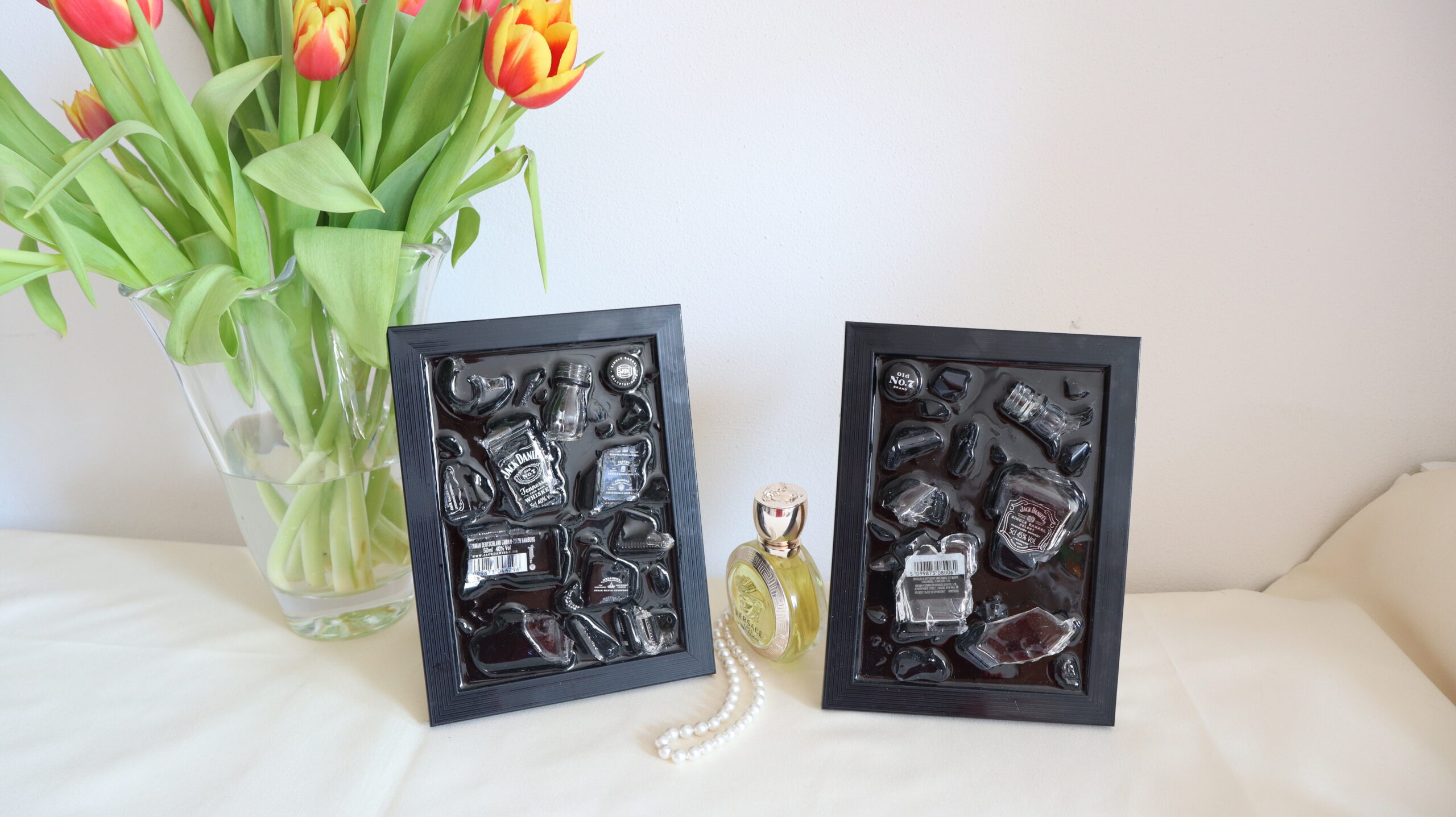 Black and Ruby Epoxy Resin Wall Art – Handmade Abstract Statement Decor