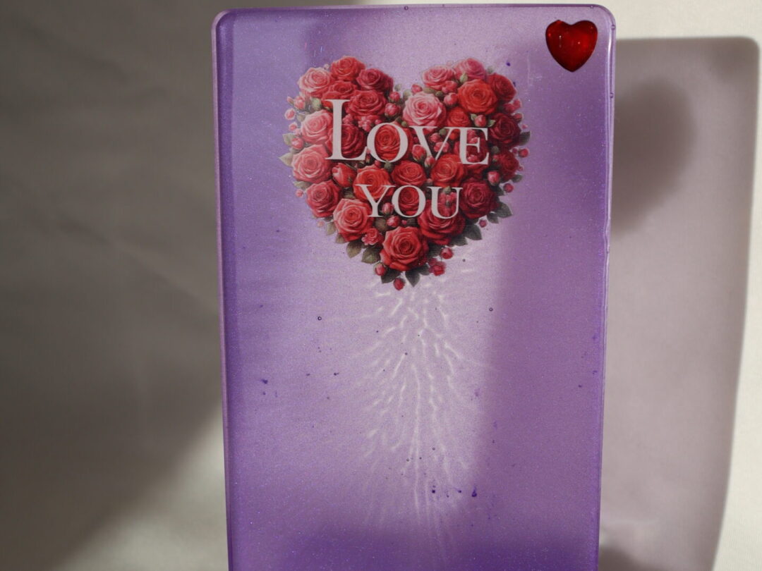 Purple Heart Epoxy Resin Phone Holder - Handmade Smartphone Desk Stand