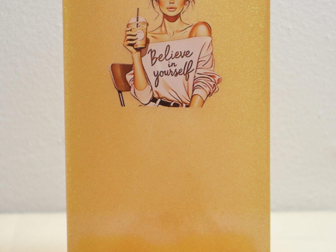 Golden Glow Epoxy Resin Phone Holder - Handmade Smartphone Desk Stand