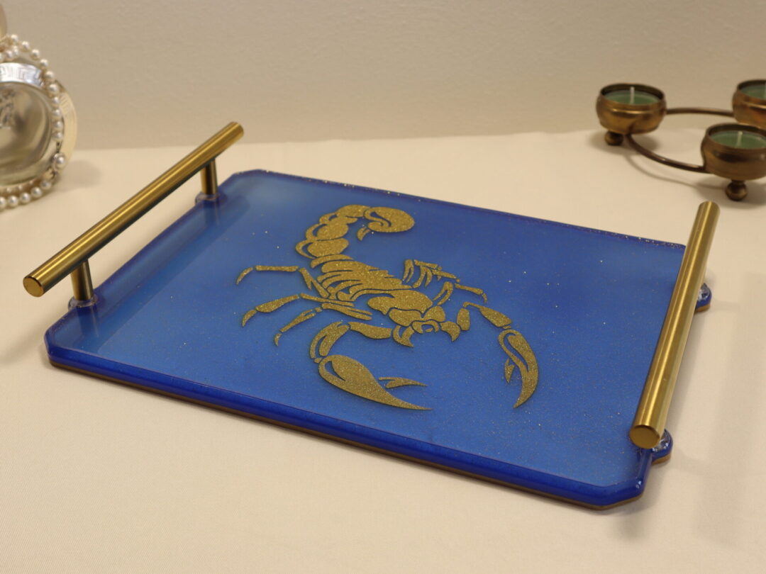 Scorpio Epoxy Resin Serving Tray - Handmade Zodiac Decorative Coffee Table Tray