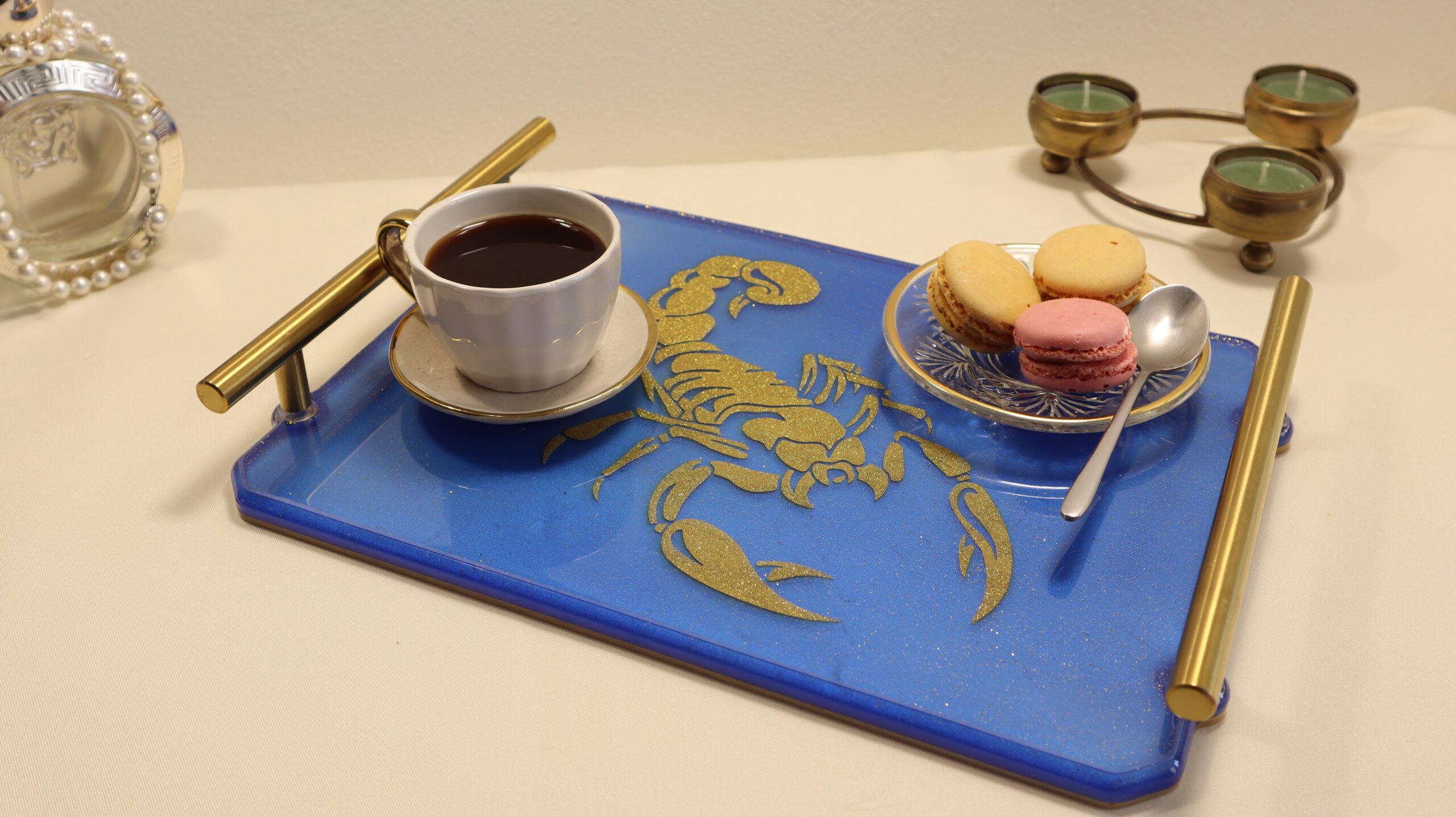 Scorpio Epoxy Resin Serving Tray - Handmade Zodiac Decorative Coffee Table Tray - Image 3