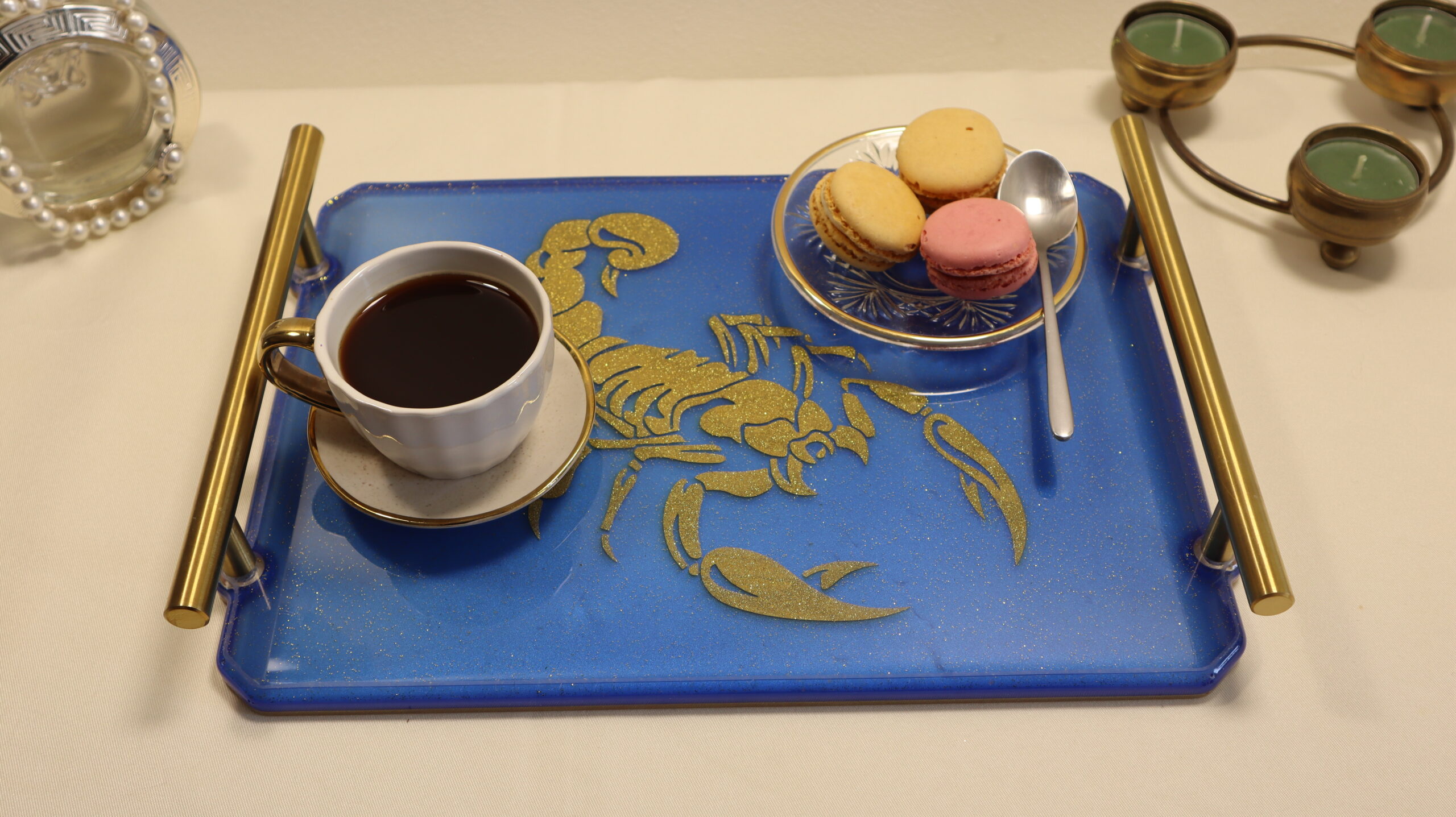 Scorpio Epoxy Resin Serving Tray - Handmade Zodiac Decorative Coffee Table Tray - Image 4