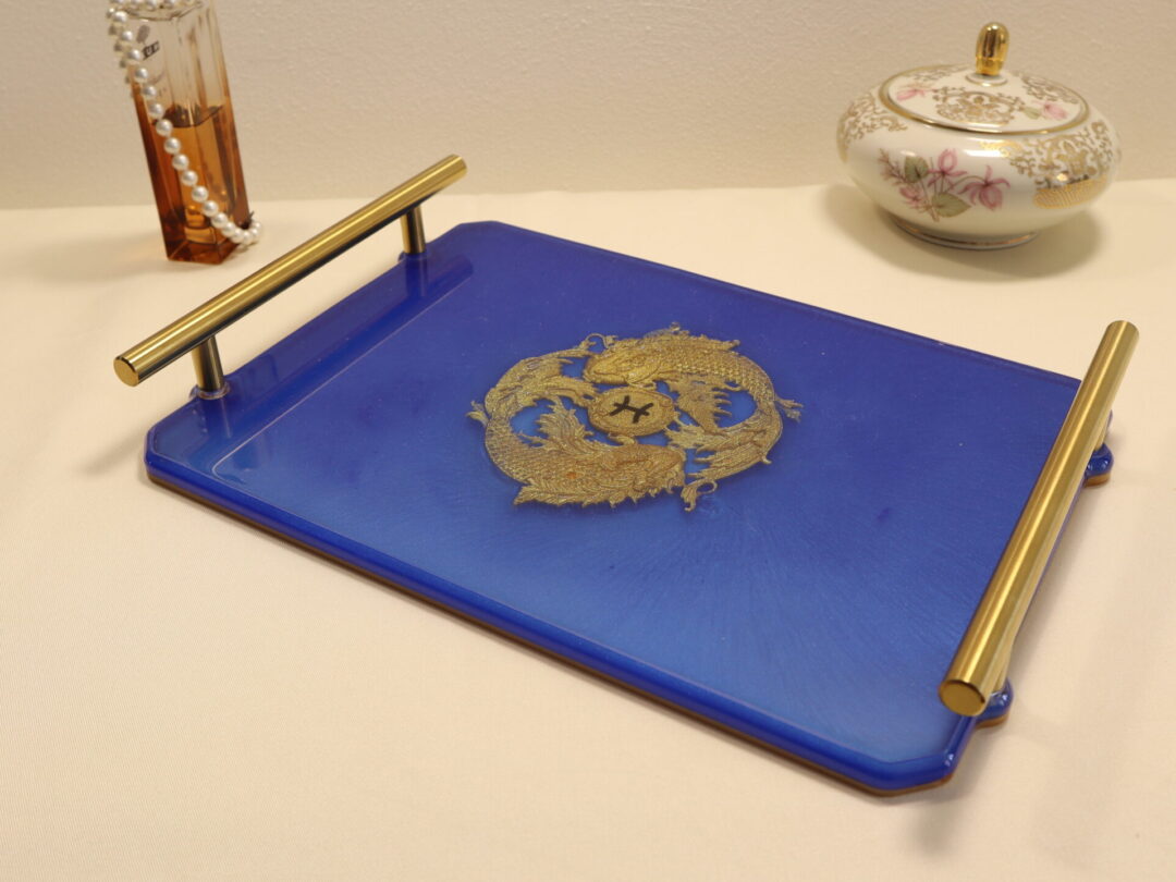 Pisces Epoxy Resin Serving Tray - Handmade Zodiac Decorative Coffee Table Tray