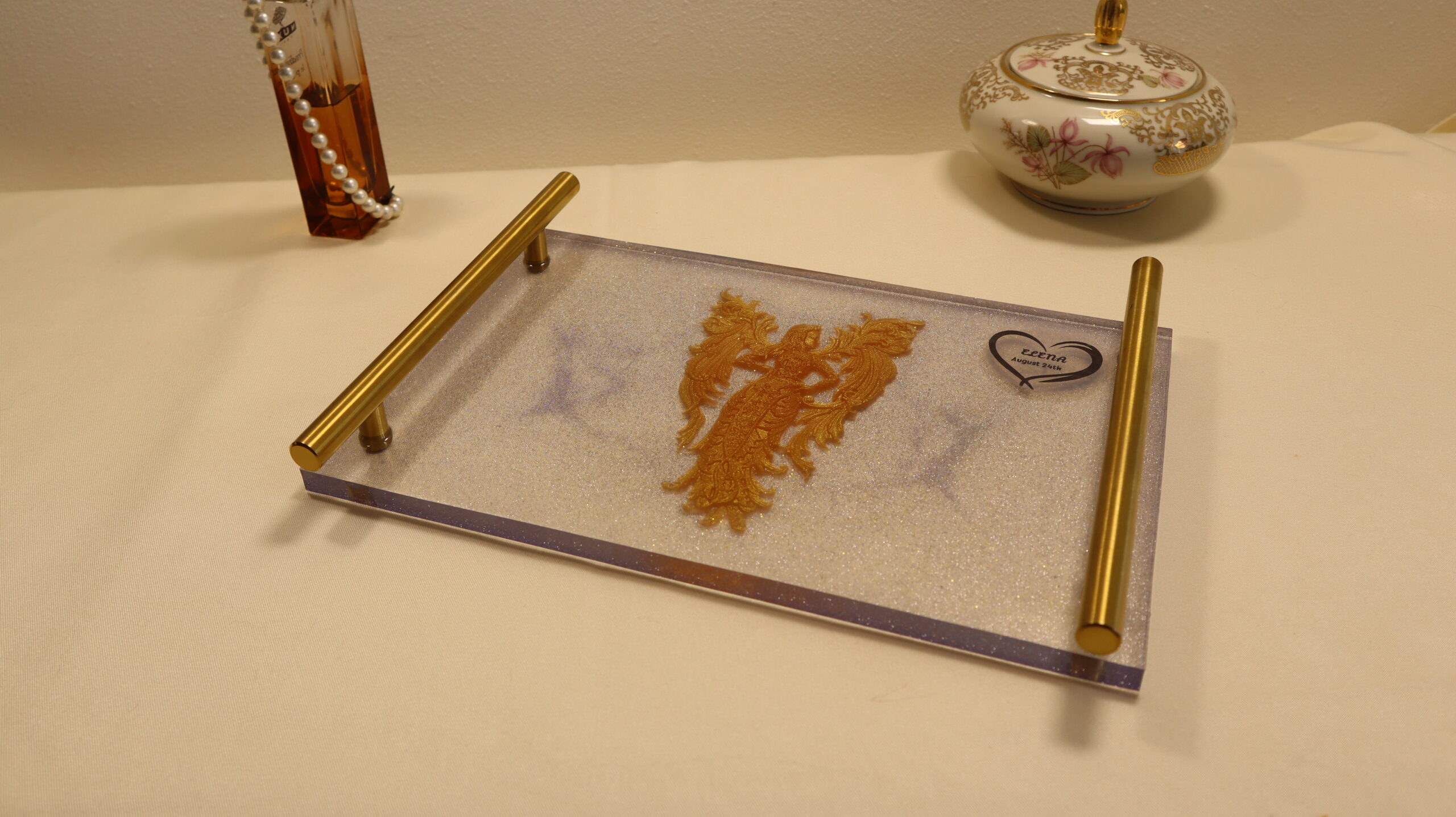 Virgo Epoxy Resin Serving Tray – Handmade Zodiac Decorative Coffee Table Tray
