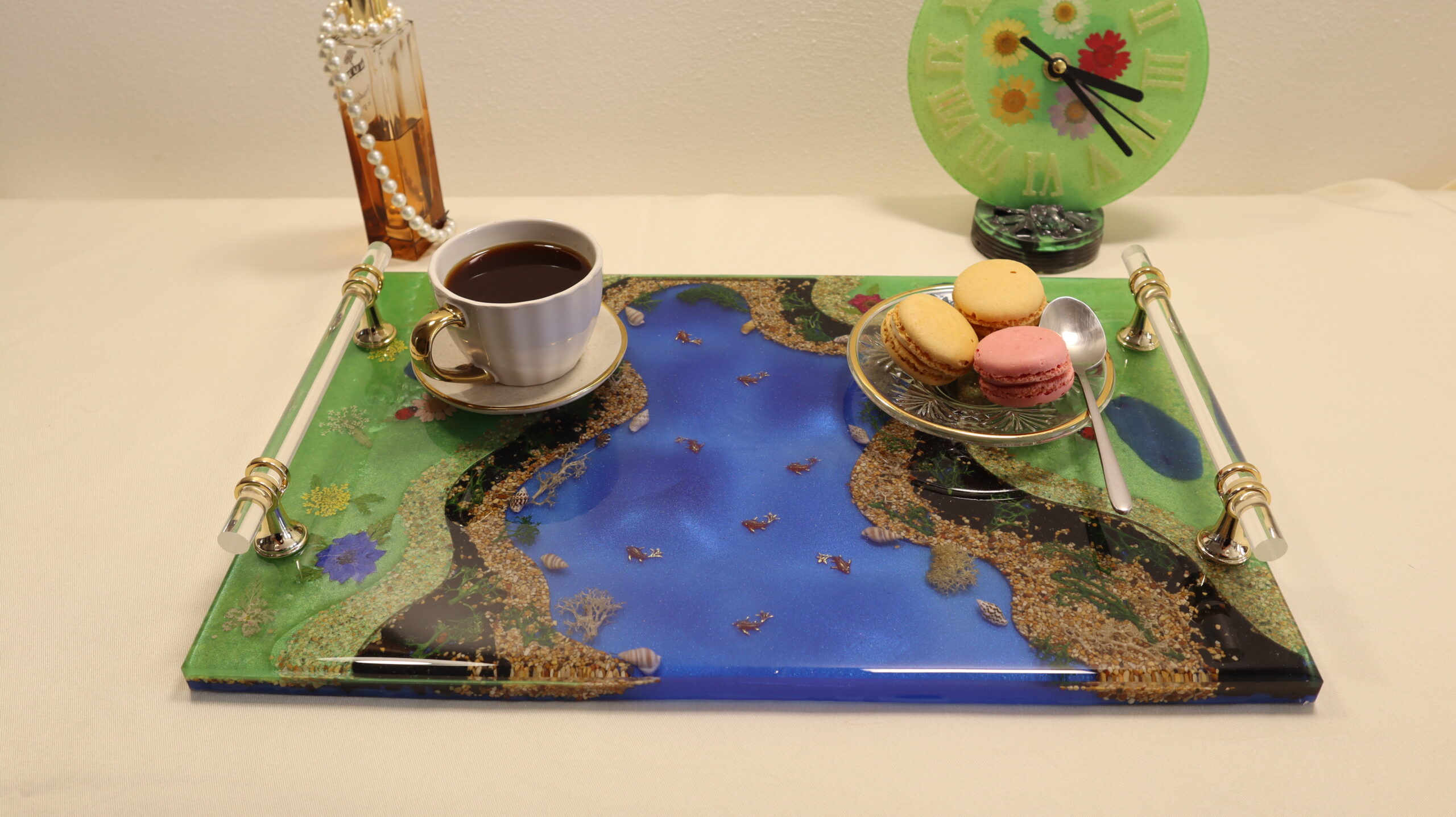 River-Inspired Epoxy Resin Serving Tray - Handmade Decorative Coffee Table Tray - Image 5
