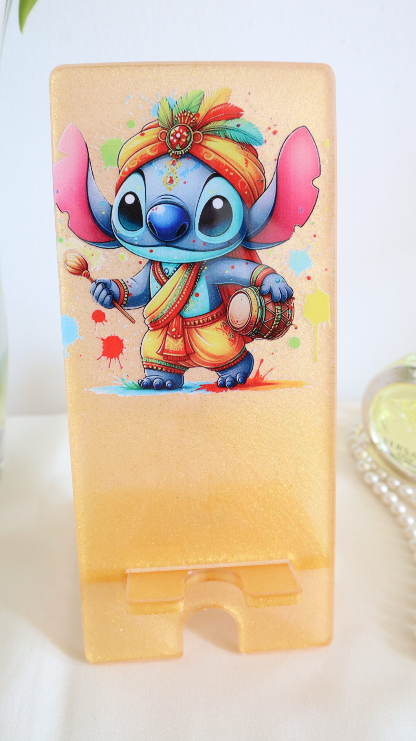 Stitch Phone Stand for Kids - Handmade Epoxy Resin Smartphone Holder - Image 4