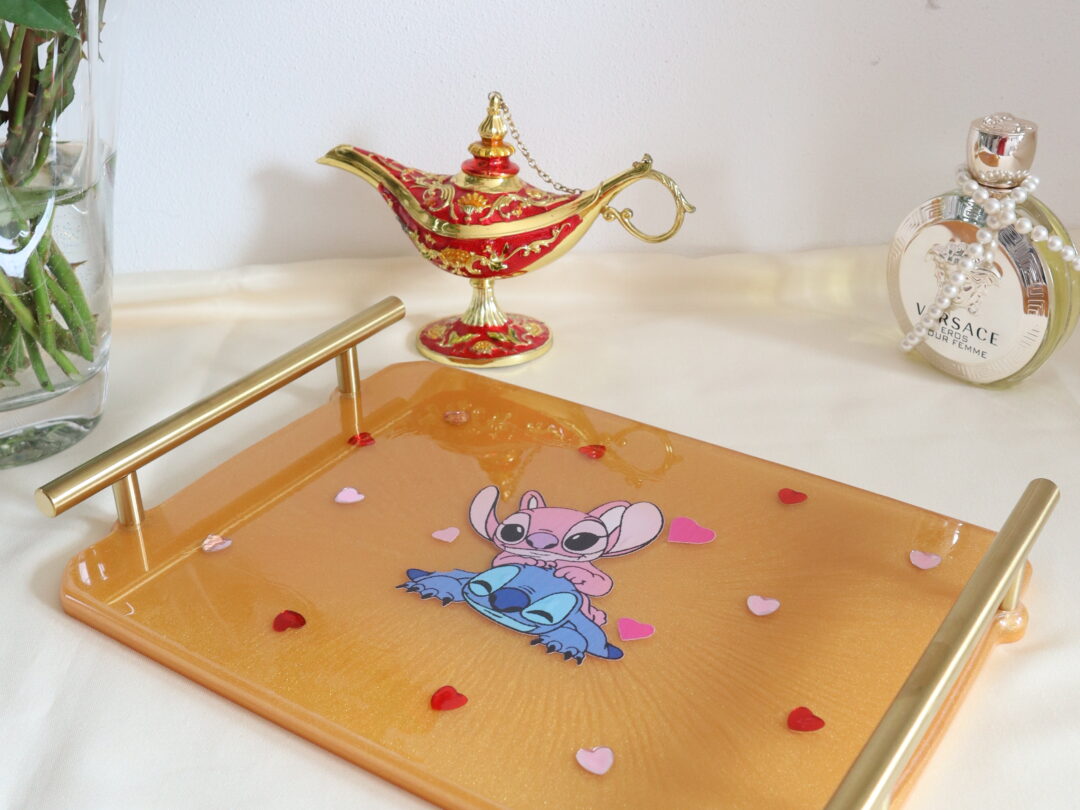 Sweet Stitch Love - Epoxy Resin Serving Tray for Kids - Handmade Decorative Gift Tray