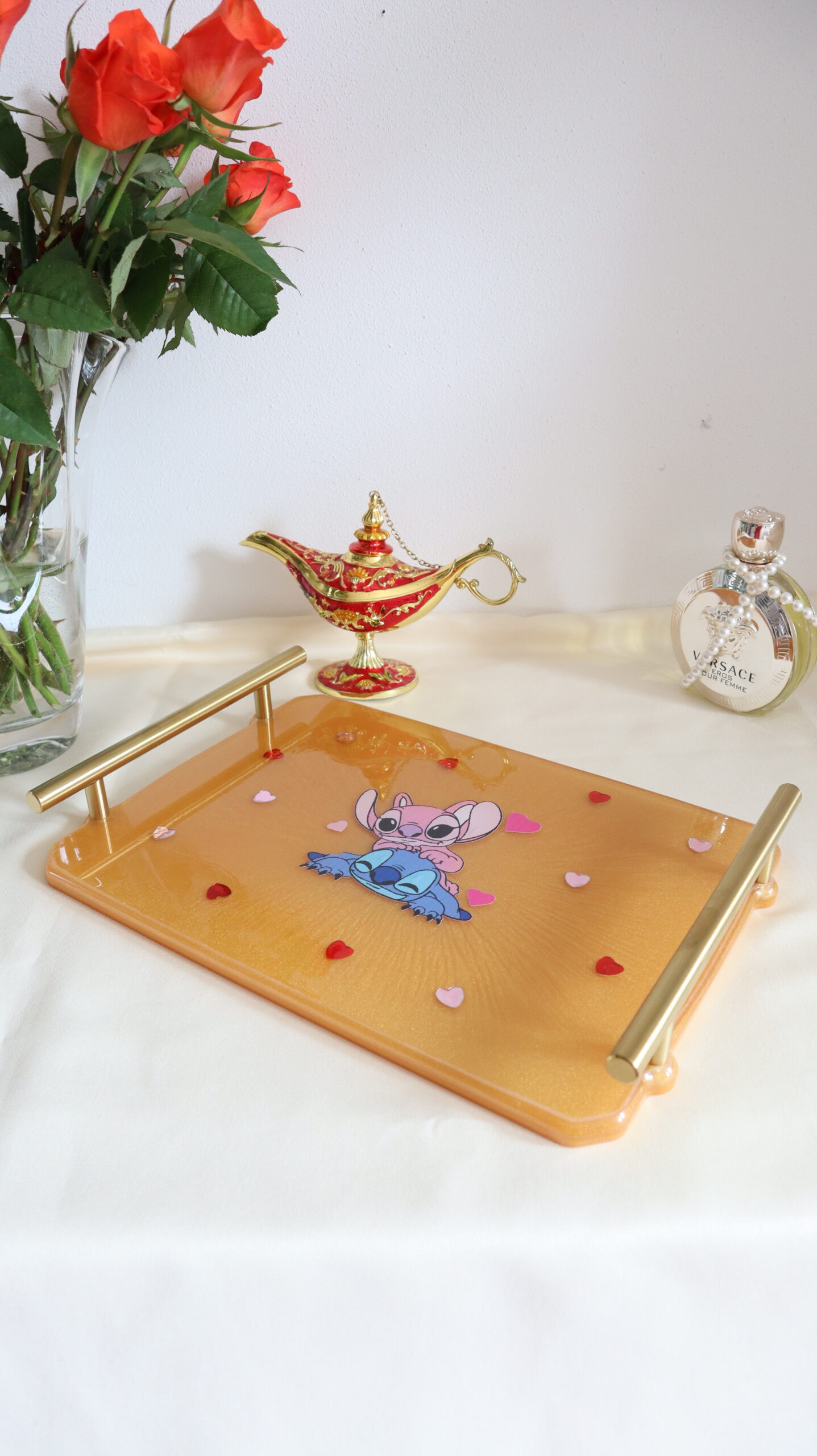 Sweet Stitch Love – Epoxy Resin Serving Tray for Kids – Handmade Decorative Gift Tray