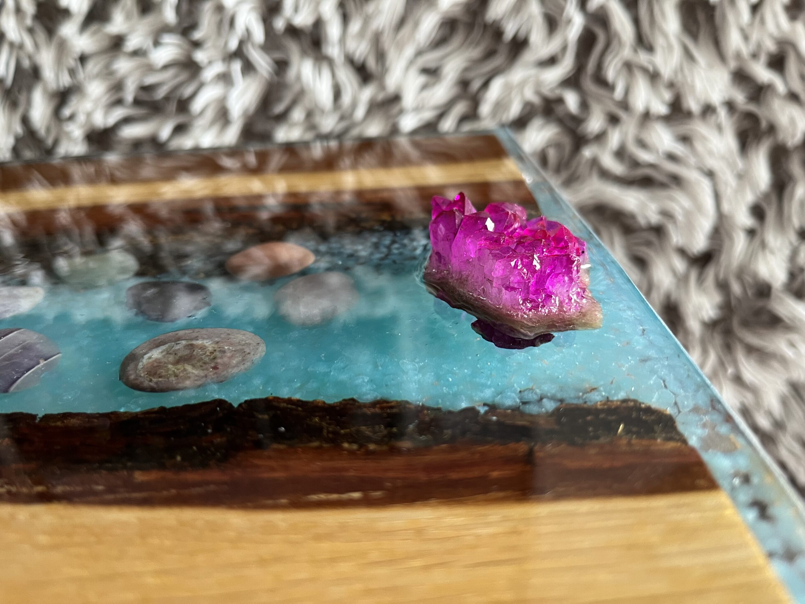 Moon River Glow – Handmade Epoxy Resin & Wood Art Table - Image 3