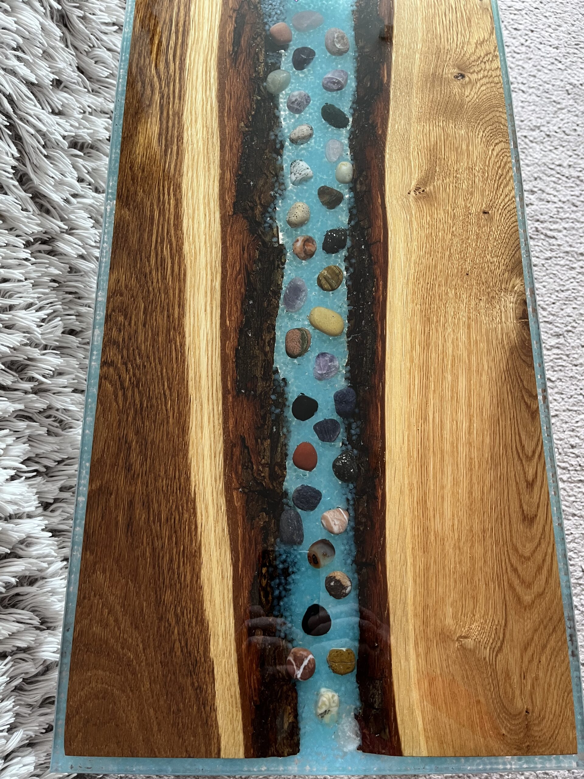 Moon River Glow – Handmade Epoxy Resin & Wood Art Table - Image 6