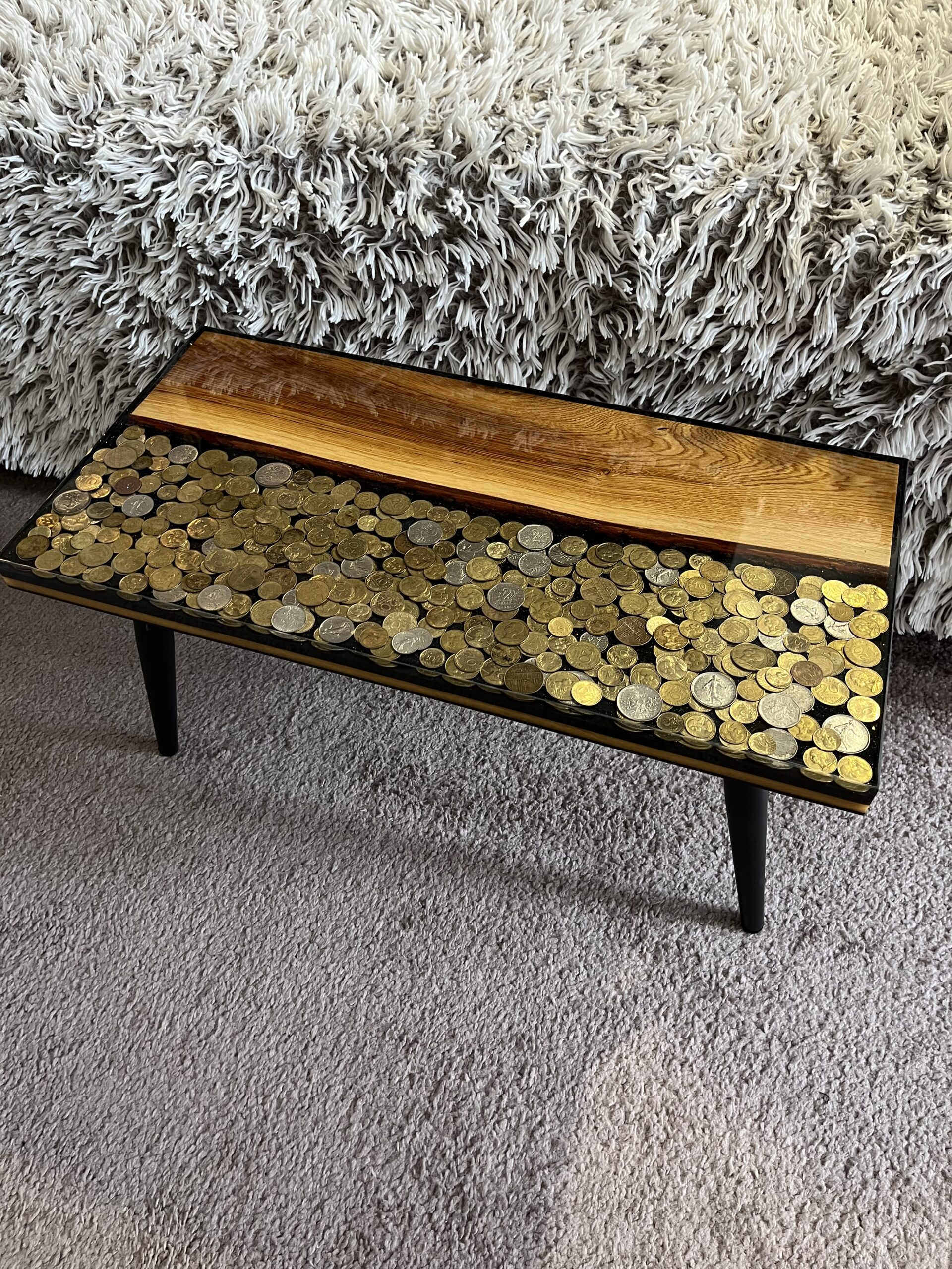 The Forgotten Fortune – Handmade Oak & Coin River Coffee Table