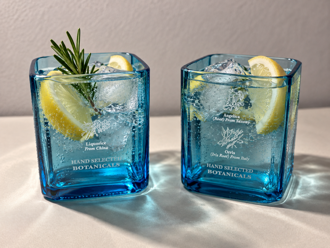 Bombay Sapphire – Set of 2 Upcycled Glasses